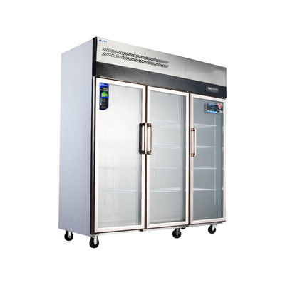 Stainless Steel 304/201 Kitchen Upright Fridge with Commercial Glass Display Showcase