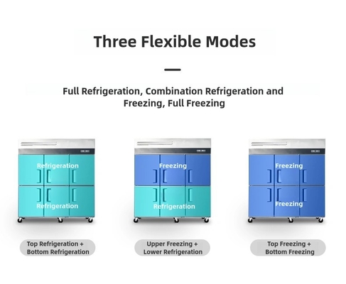 Vertical Six-Door Stainless Steel Upright Refrigerator  2~8℃/-6 ~ -15℃