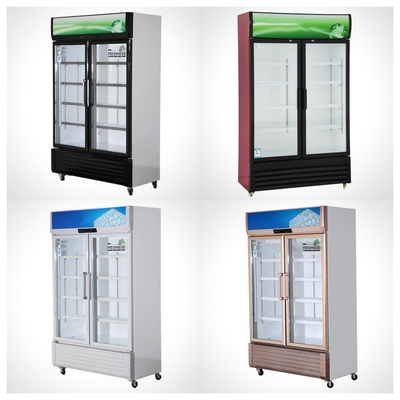 220V-240V/50HZ 60HZ 110V/60HZ Display Cooler 2 Doors Store Drinks Fridge Refrigerator