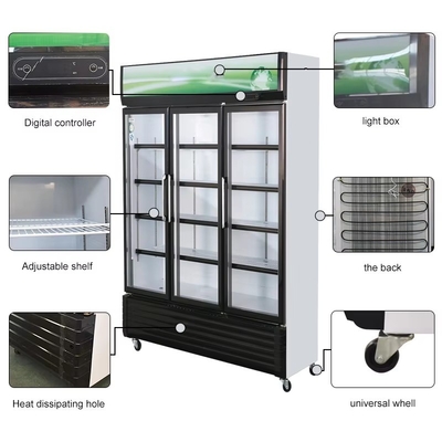 220V-240V/50HZ 60HZ 110V/60HZ Display Cooler 2 Doors Store Drinks Fridge Refrigerator