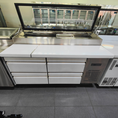 Customized Dimensions Four-Drawer Pizza Prep Table Refrigerator for Catering