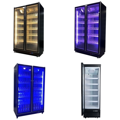 Fan Cooling System Commercial Display Cooler with LED Lighting and Anti-Fog Glass Door