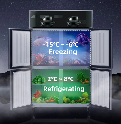 110V/60HZ 4 Doors Heavy Duty Refrigerated Cabinets Upright Refrigerator Fridge Freezer