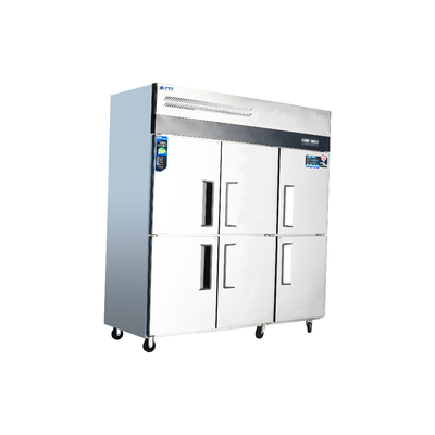 Double-Temperature Stainless Steel Kitchen Storage Freezer with 6-Door Upright Design