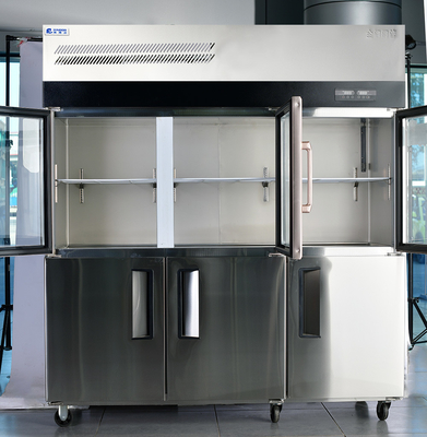 Six-door Commercial Vertical Stand Upright Fridge Freezer with Supported OEM/ODM