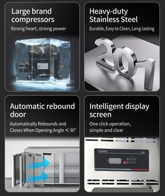 Stainless Steel Glass Door Workbench Refrigerator for Chilling 1200-1800 * 600-800 * 800mm