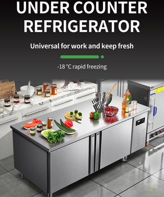 Stainless Steel Undercounter Refrigerator Prep Table with Customizable Plug Options