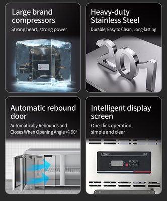 Stainless Steel Undercounter Refrigerator Prep Table with Customizable Plug Options