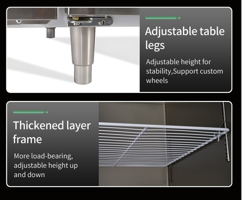 Stainless Steel Undercounter Refrigerator Prep Table with Customizable Plug Options